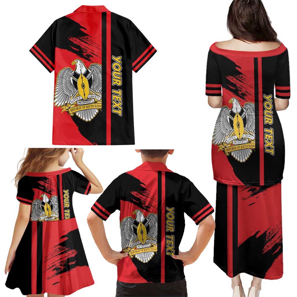 Personalized South Sudan Family Matching Puletasi and Hawaiian Shirt Coat Of Arms - Sporty Style