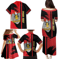 Personalized South Sudan Family Matching Puletasi and Hawaiian Shirt Coat Of Arms - Sporty Style