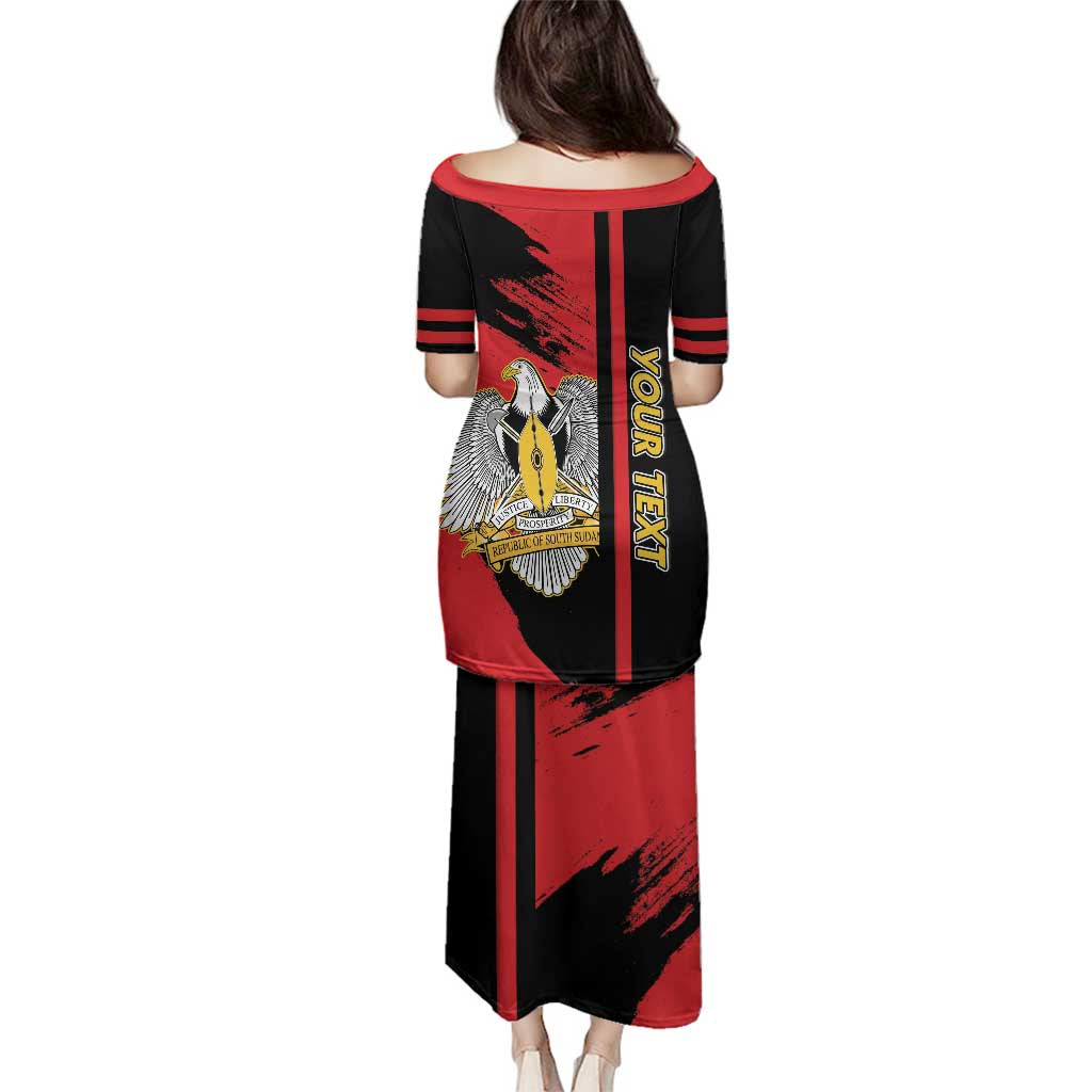 Personalized South Sudan Family Matching Puletasi and Hawaiian Shirt Coat Of Arms - Sporty Style