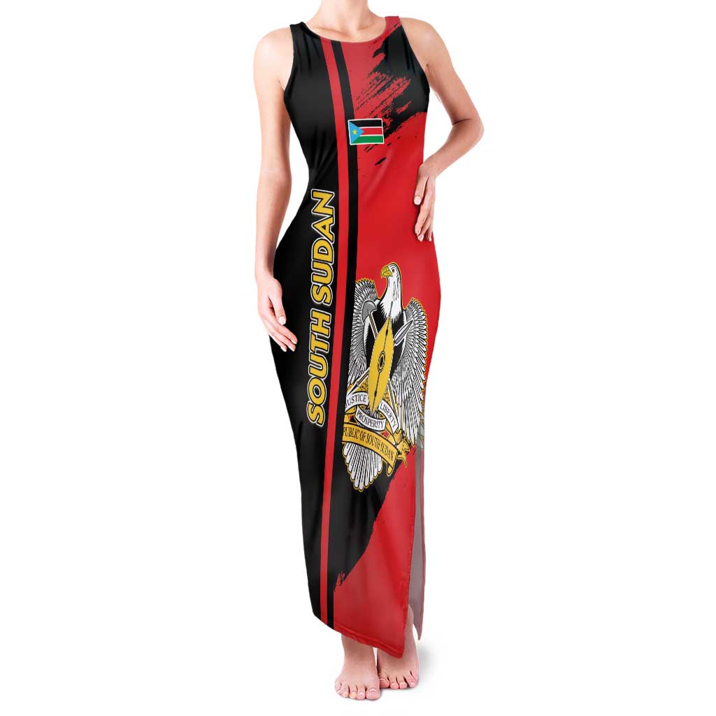 Personalized South Sudan Family Matching Tank Maxi Dress and Hawaiian Shirt Coat Of Arms - Sporty Style
