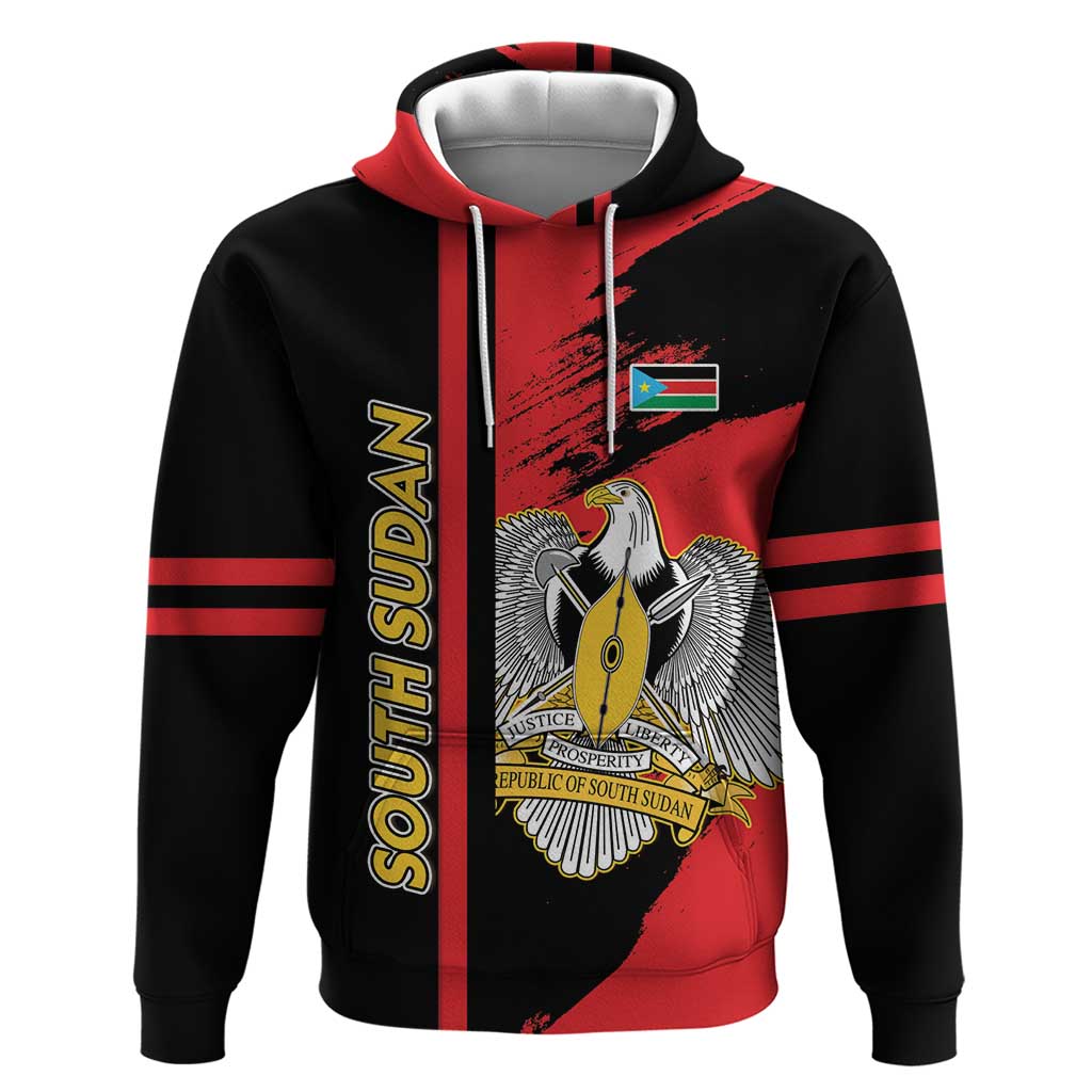 Personalized South Sudan Hoodie Coat Of Arms - Sporty Style