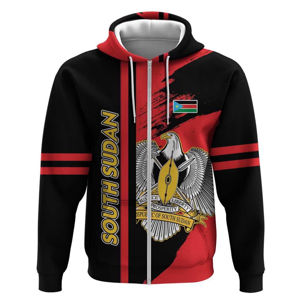Personalized South Sudan Hoodie Coat Of Arms - Sporty Style