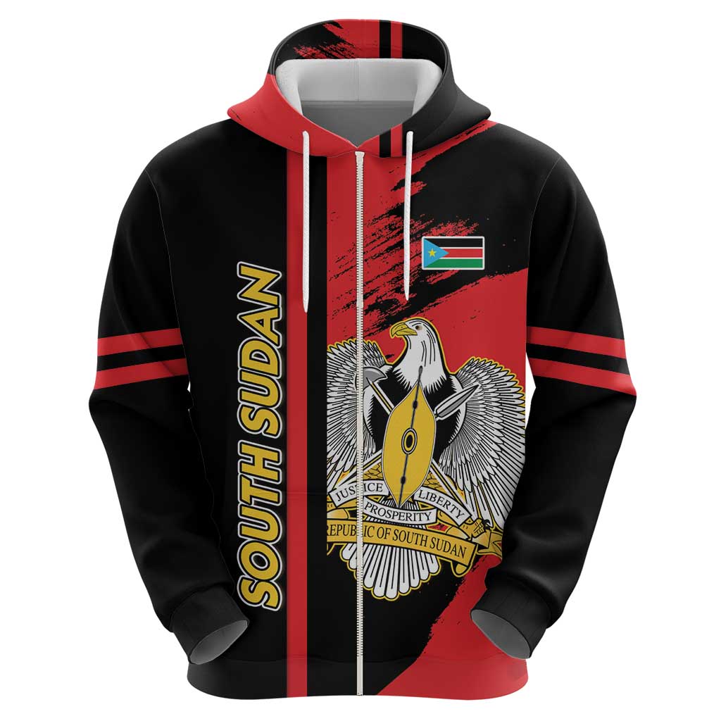 Personalized South Sudan Hoodie Coat Of Arms - Sporty Style