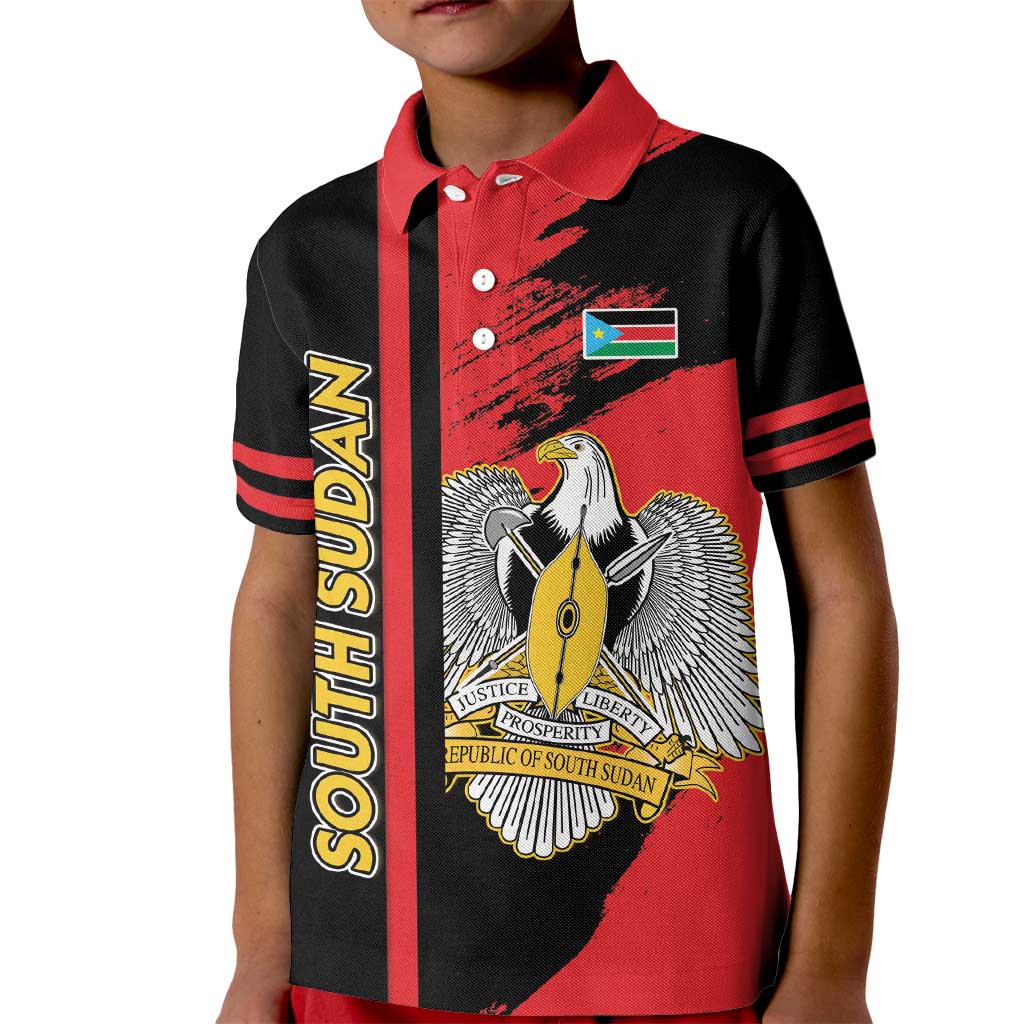Personalized South Sudan Kid Polo Shirt Coat Of Arms - Sporty Style
