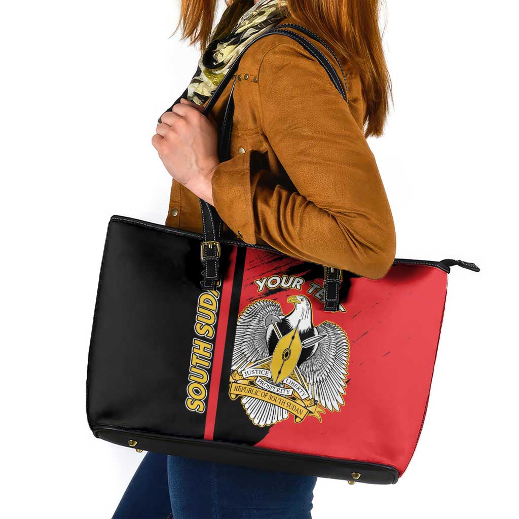 Personalized South Sudan Leather Tote Bag Coat Of Arms - Sporty Style