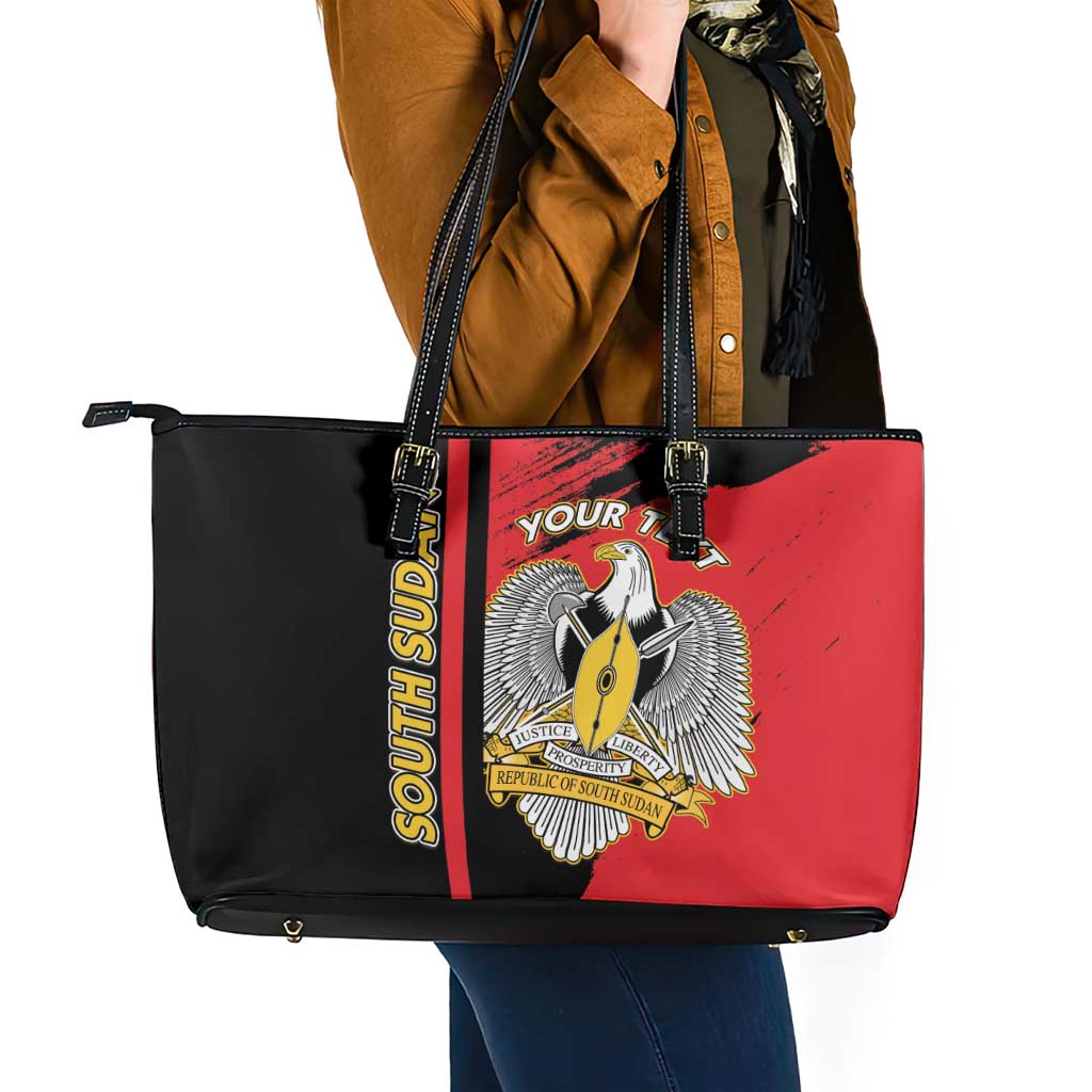 Personalized South Sudan Leather Tote Bag Coat Of Arms - Sporty Style