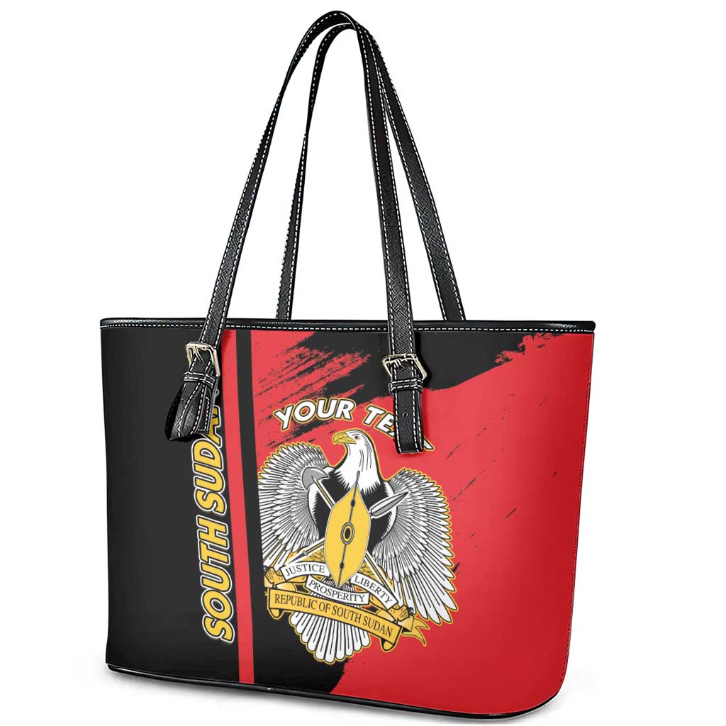 Personalized South Sudan Leather Tote Bag Coat Of Arms - Sporty Style