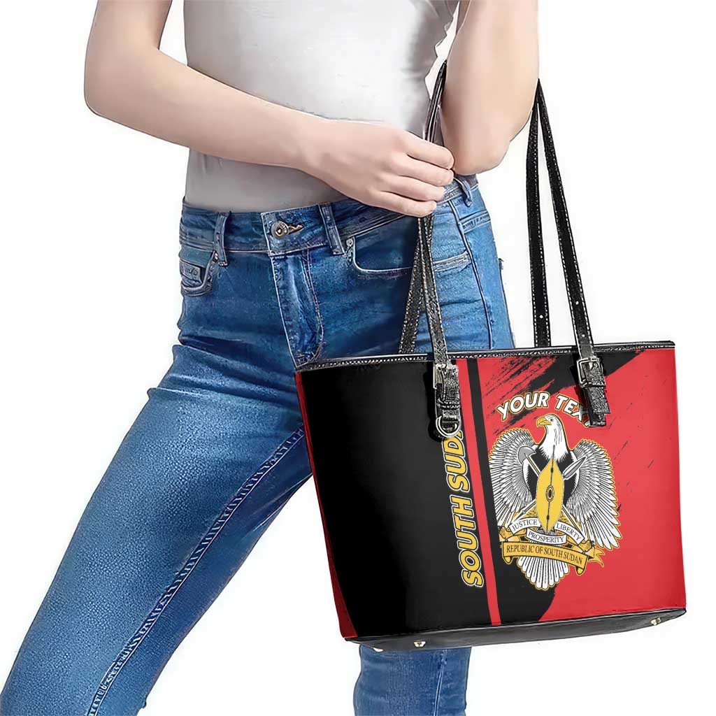 Personalized South Sudan Leather Tote Bag Coat Of Arms - Sporty Style