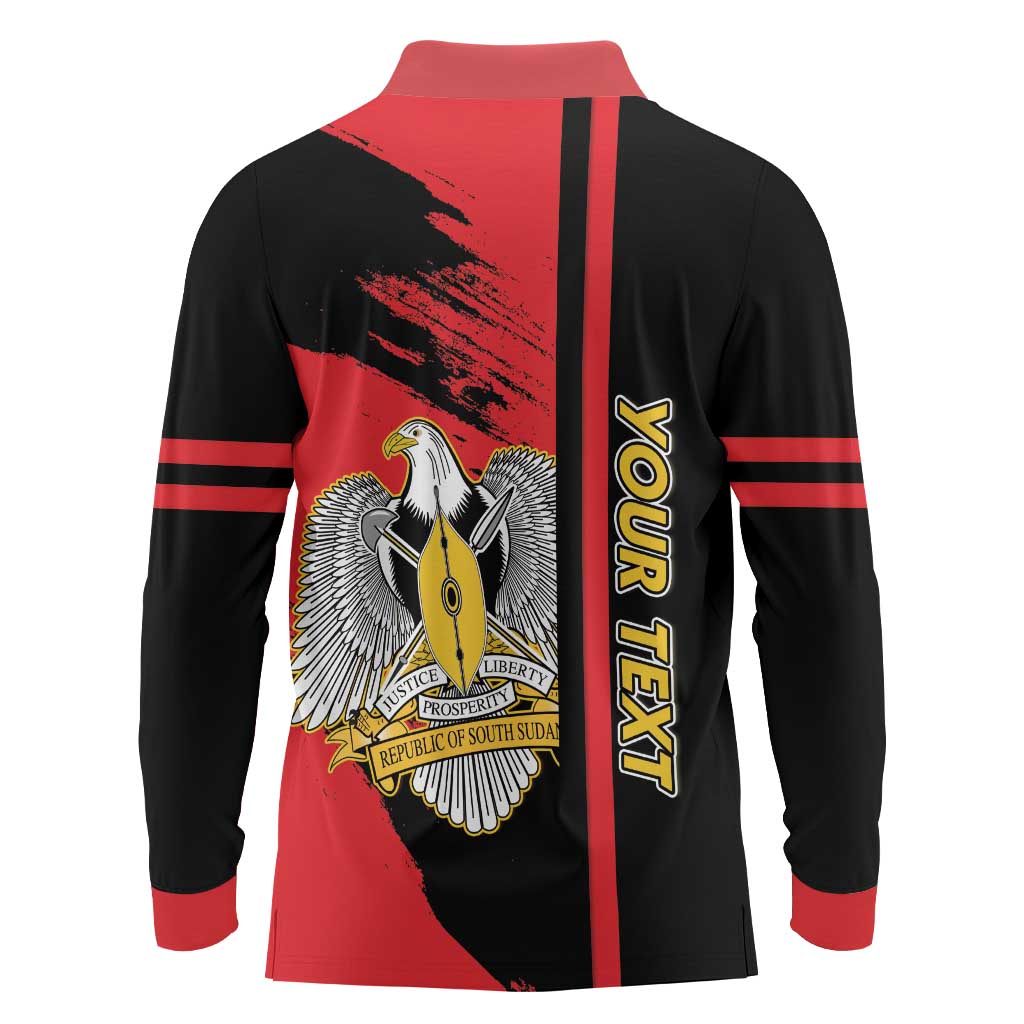 Personalized South Sudan Long Sleeve Polo Shirt Coat Of Arms - Sporty Style