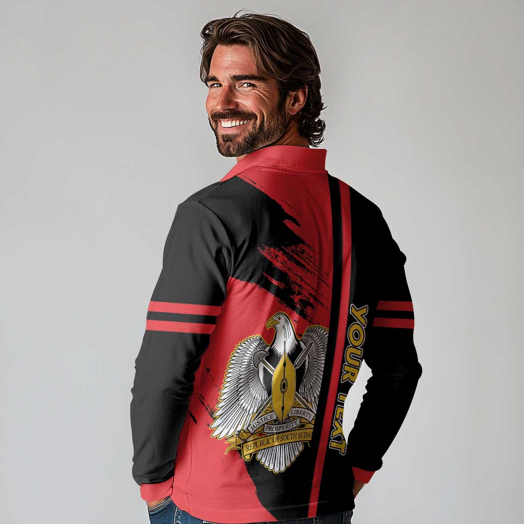 Personalized South Sudan Long Sleeve Polo Shirt Coat Of Arms - Sporty Style