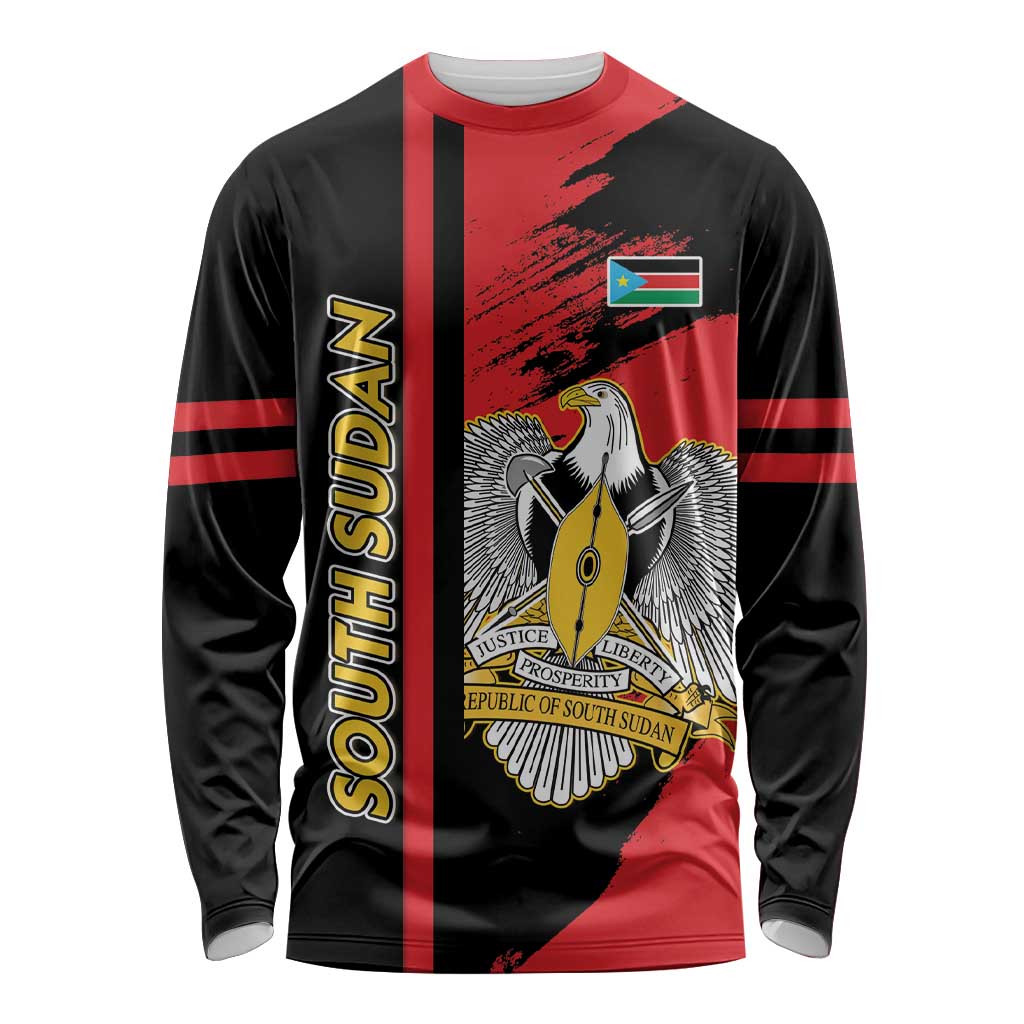 Personalized South Sudan Long Sleeve Shirt Coat Of Arms - Sporty Style