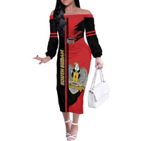 Personalized South Sudan Off The Shoulder Long Sleeve Dress Coat Of Arms - Sporty Style