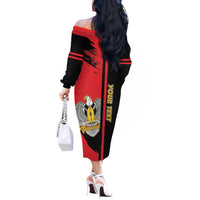 Personalized South Sudan Off The Shoulder Long Sleeve Dress Coat Of Arms - Sporty Style