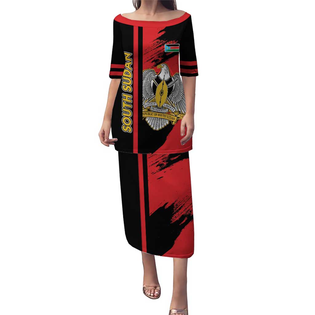 Personalized South Sudan Puletasi Coat Of Arms - Sporty Style