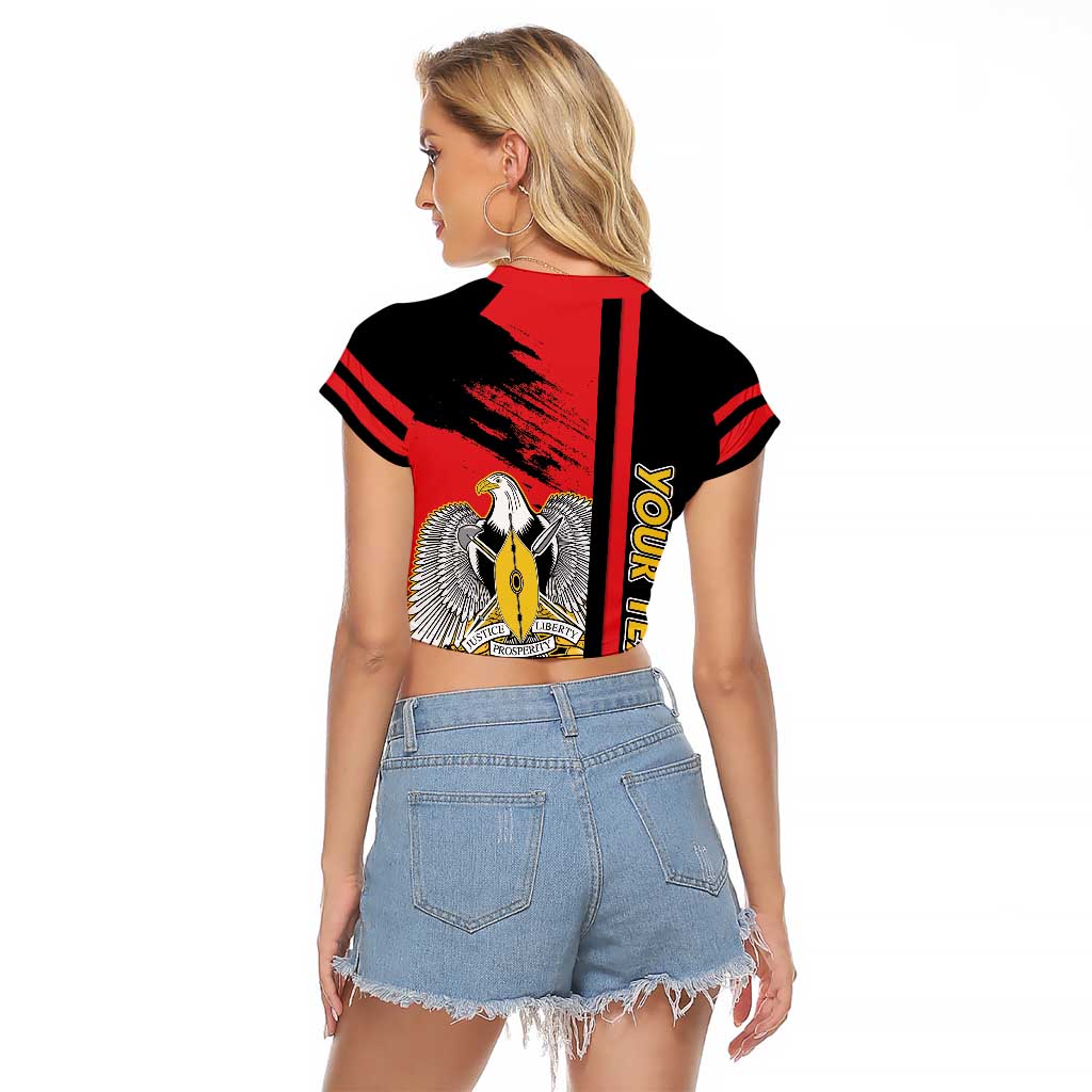 Personalized South Sudan Raglan Cropped T Shirt Coat Of Arms - Sporty Style