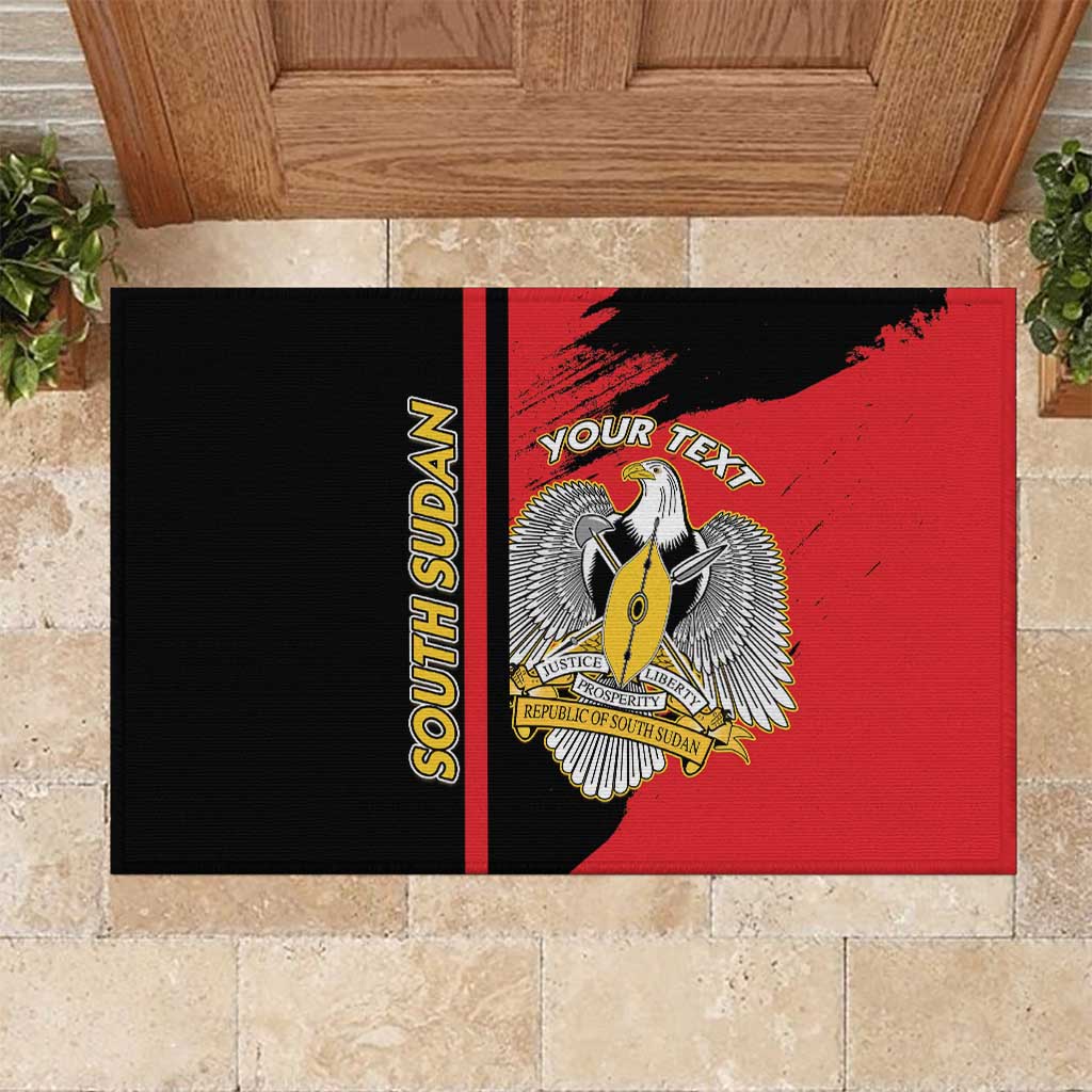Personalized South Sudan Rubber Doormat Coat Of Arms - Sporty Style