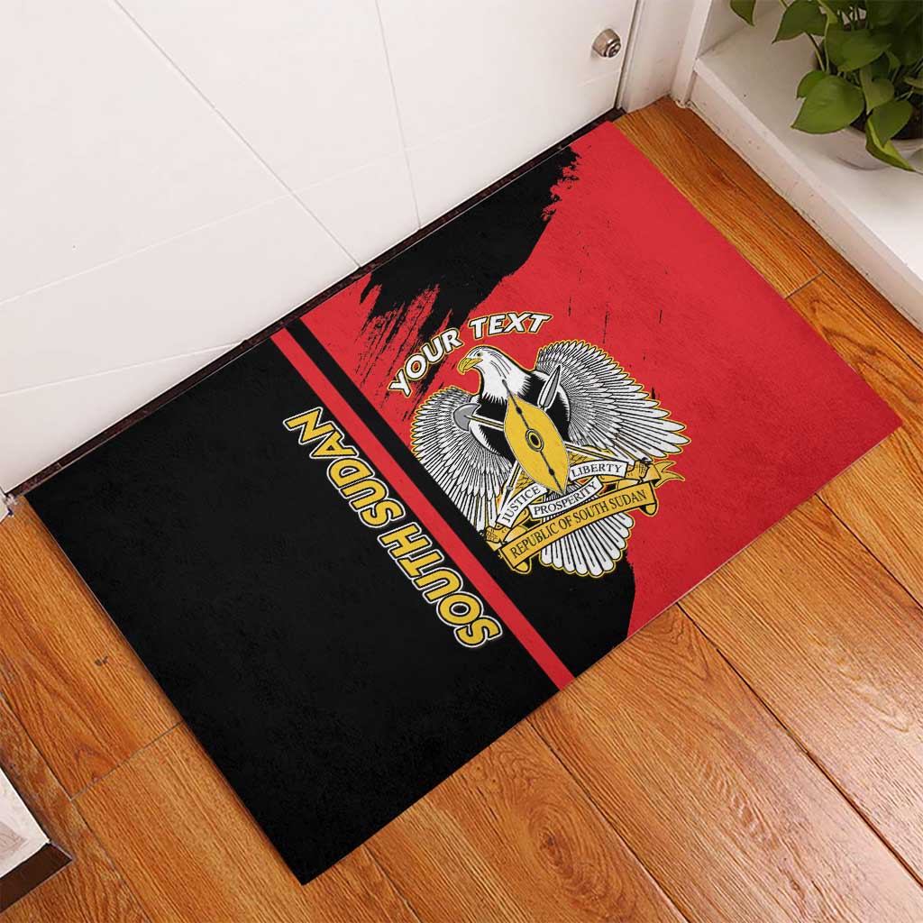 Personalized South Sudan Rubber Doormat Coat Of Arms - Sporty Style