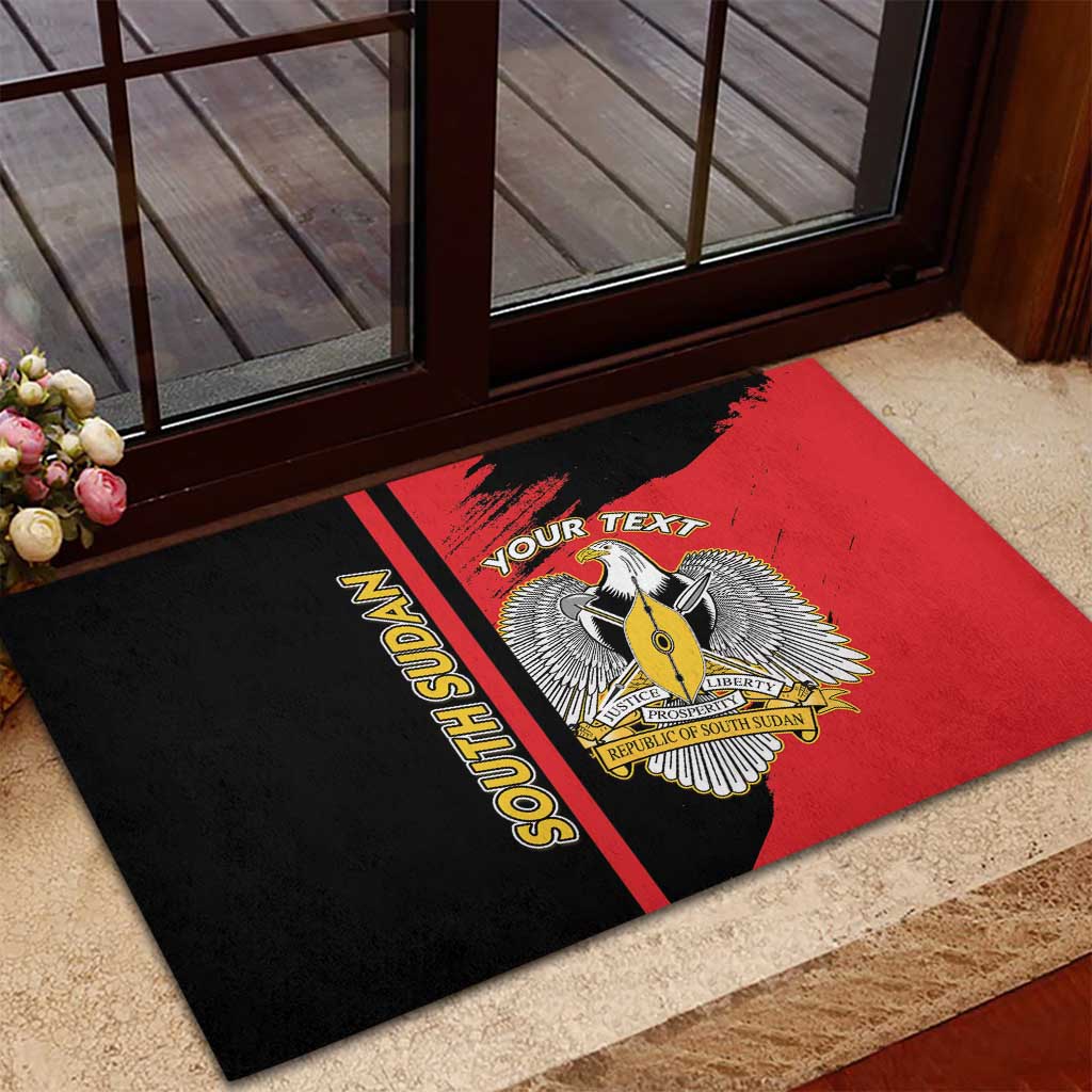 Personalized South Sudan Rubber Doormat Coat Of Arms - Sporty Style