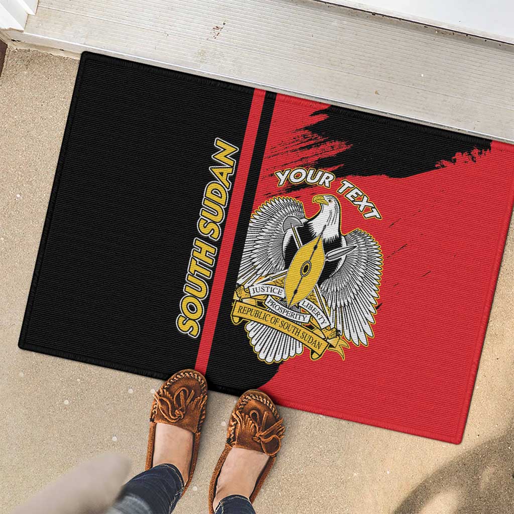 Personalized South Sudan Rubber Doormat Coat Of Arms - Sporty Style