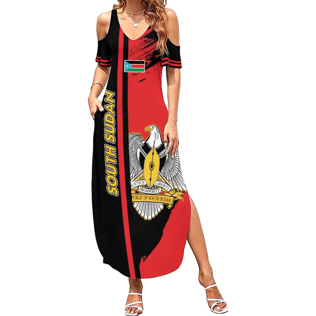 Personalized South Sudan Summer Maxi Dress Coat Of Arms - Sporty Style