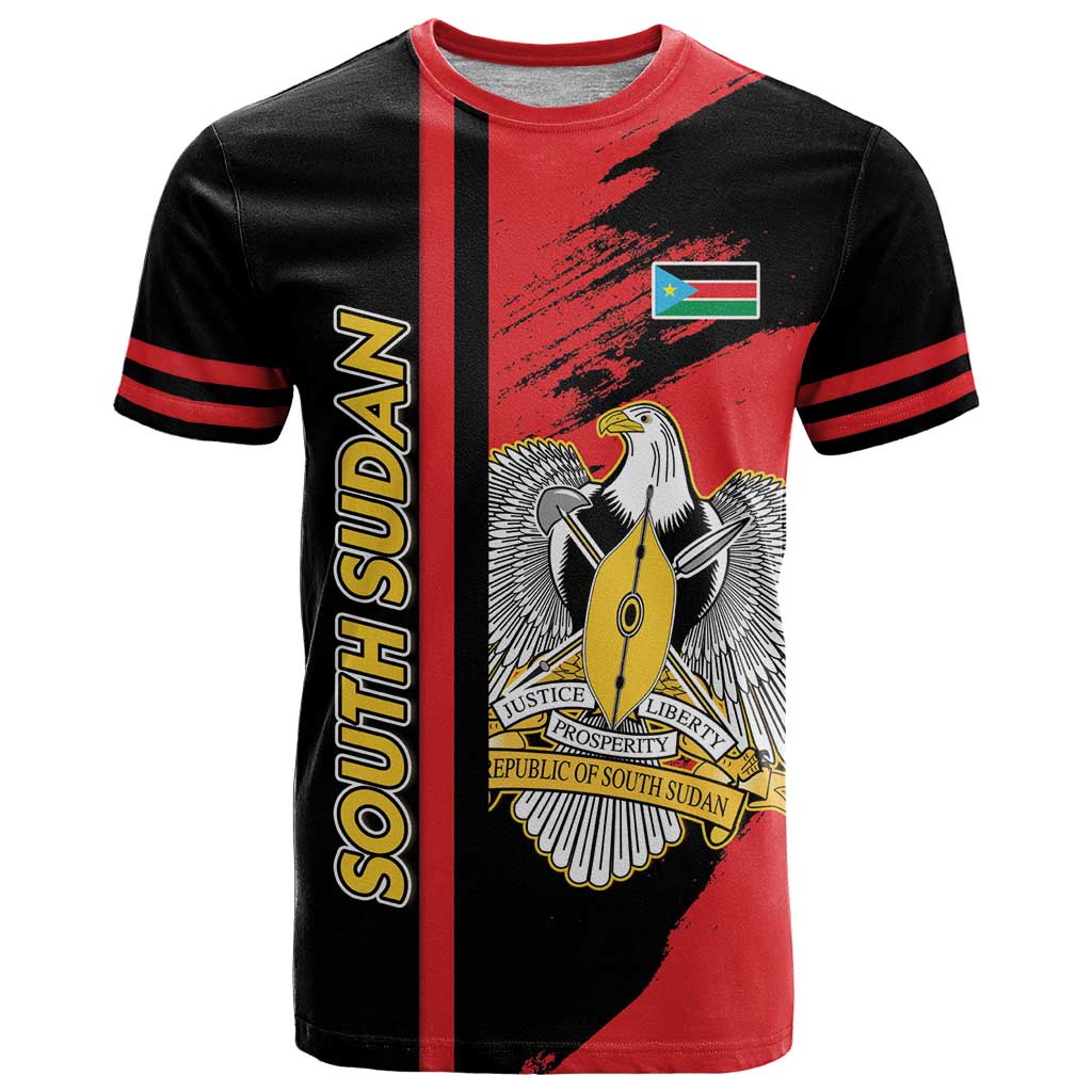 Personalized South Sudan T Shirt Coat Of Arms - Sporty Style