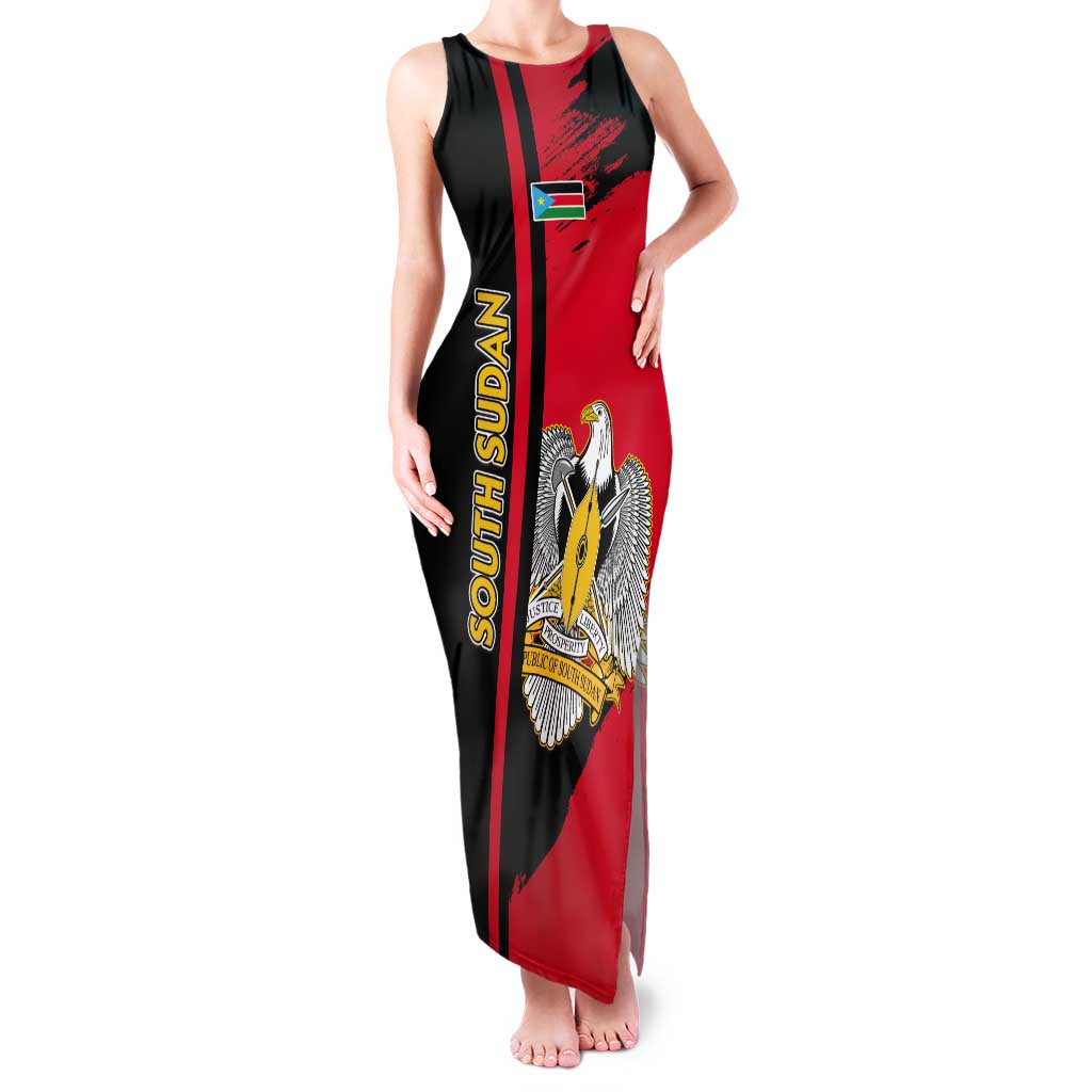 Personalized South Sudan Tank Maxi Dress Coat Of Arms - Sporty Style