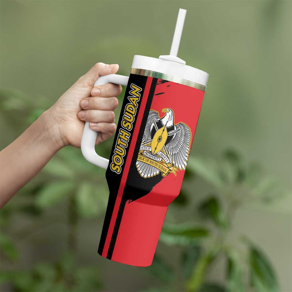 Personalized South Sudan Tumbler With Handle Coat Of Arms - Sporty Style