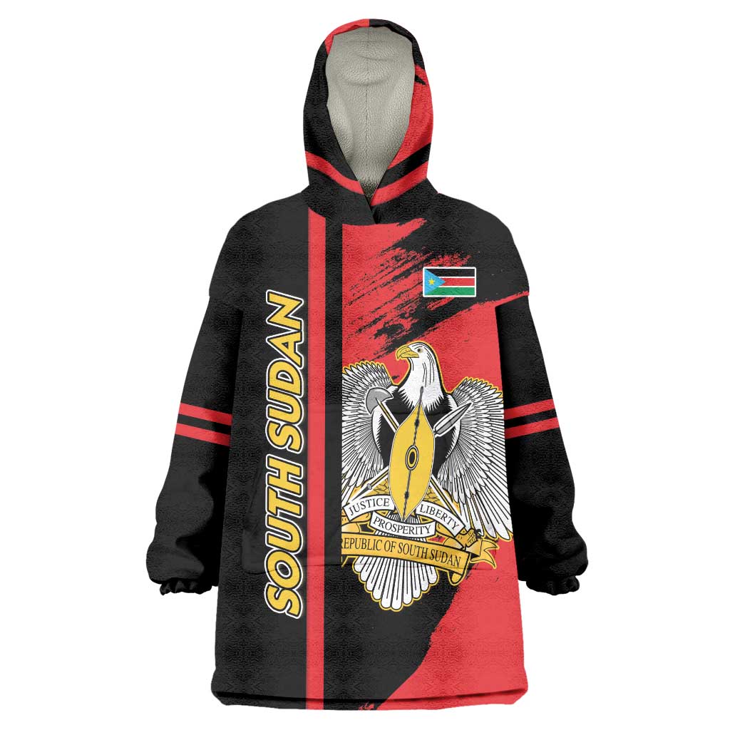 Personalized South Sudan Wearable Blanket Hoodie Coat Of Arms - Sporty Style