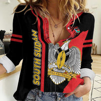 Personalized South Sudan Women Casual Shirt Coat Of Arms - Sporty Style