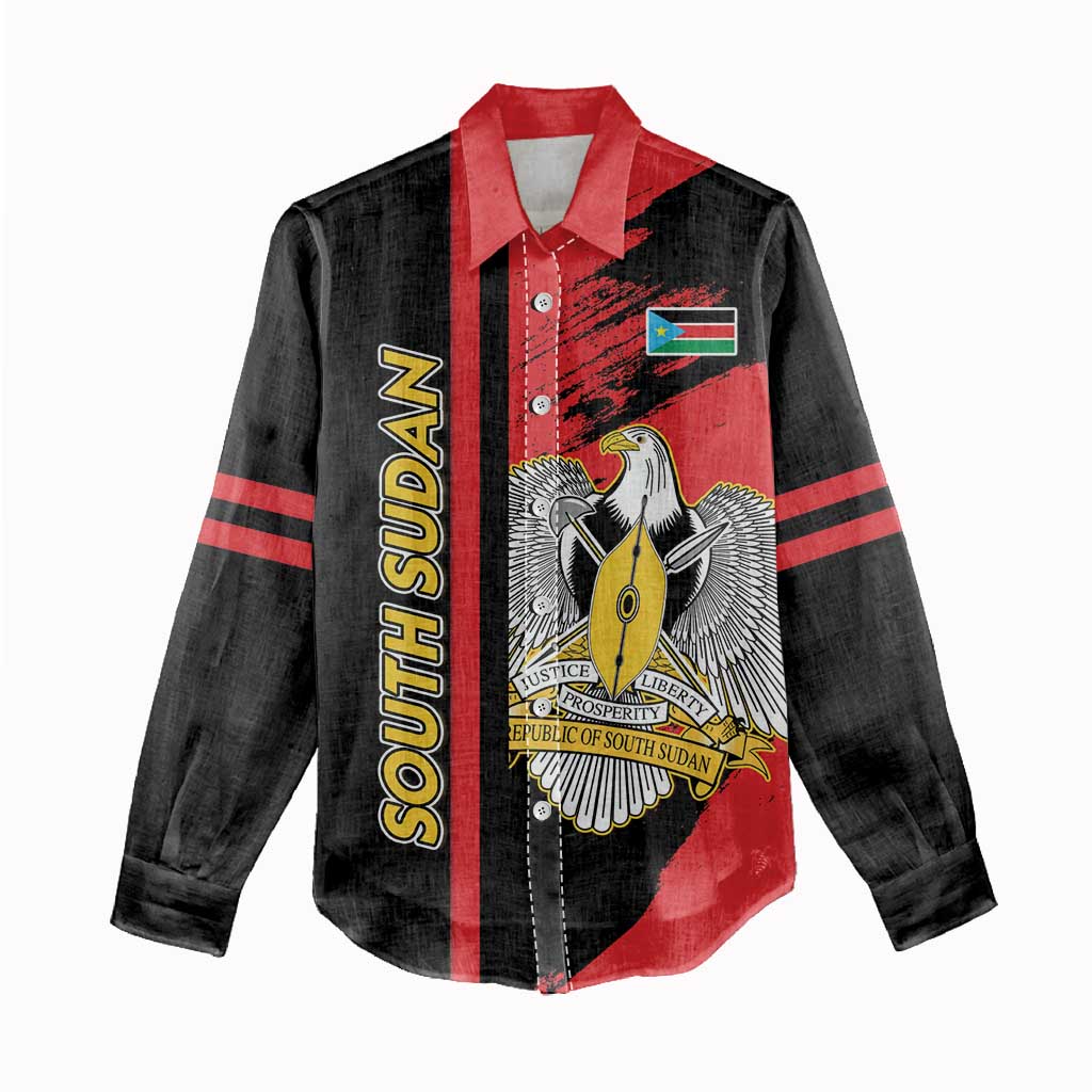 Personalized South Sudan Women Casual Shirt Coat Of Arms - Sporty Style
