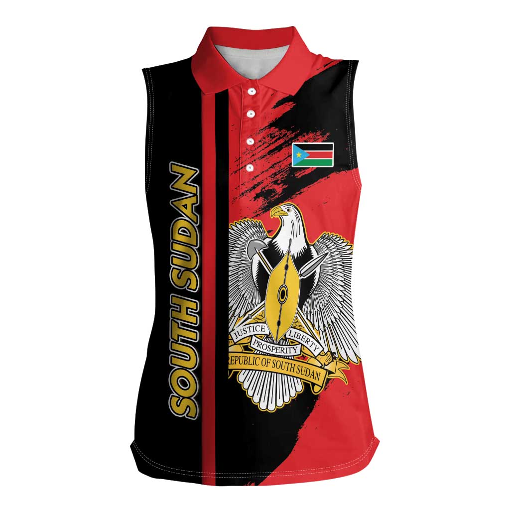 Personalized South Sudan Women Sleeveless Polo Shirt Coat Of Arms - Sporty Style