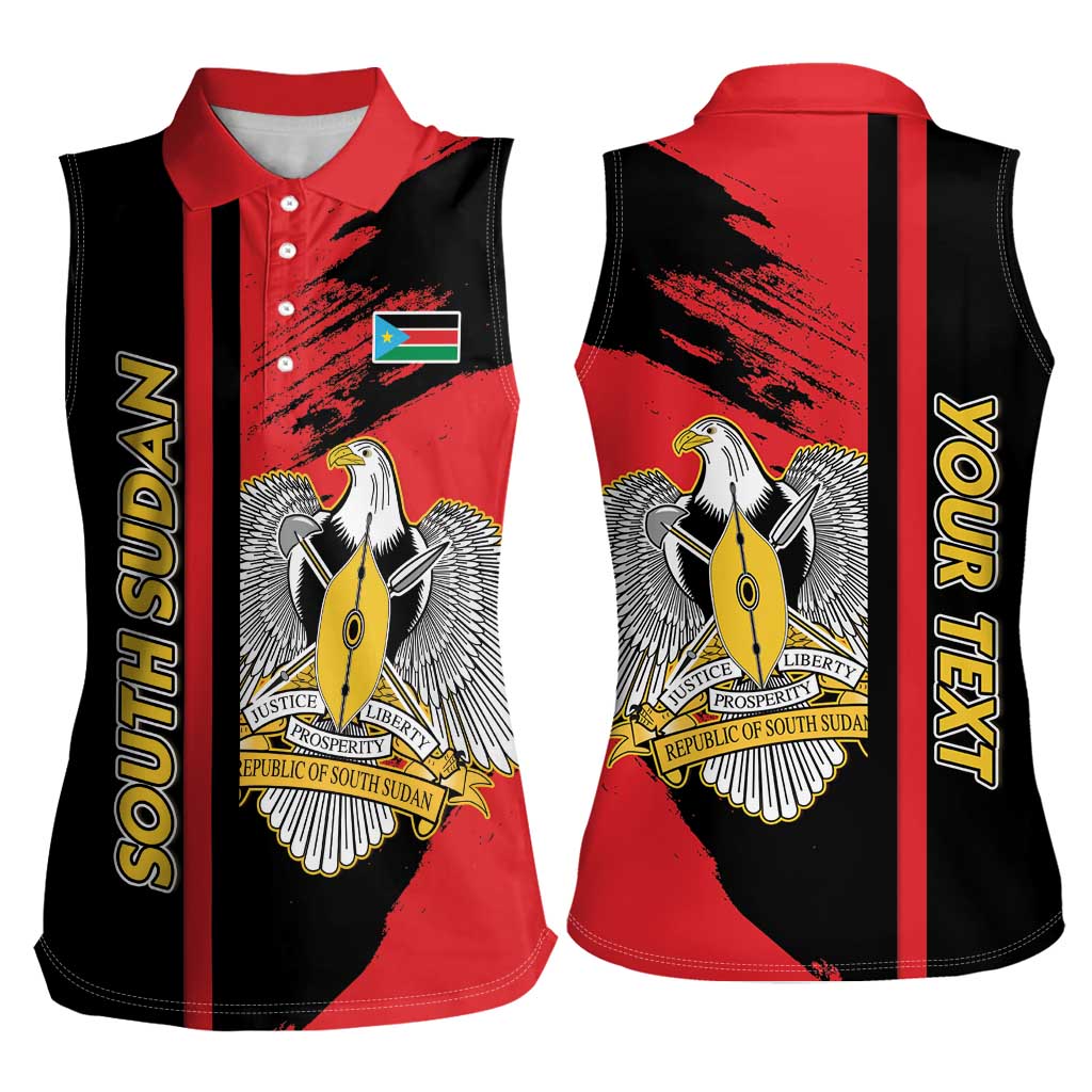 Personalized South Sudan Women Sleeveless Polo Shirt Coat Of Arms - Sporty Style