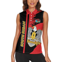 Personalized South Sudan Women Sleeveless Polo Shirt Coat Of Arms - Sporty Style