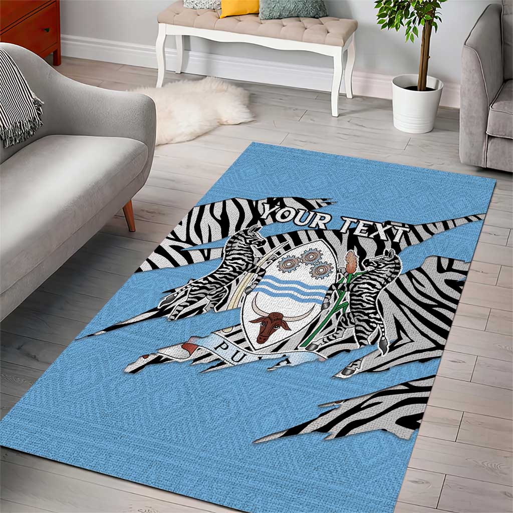 Personalized Botswana Area Rug Coat Of Arms With Map - African and Zebra Patterns