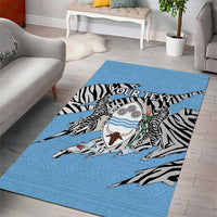 Personalized Botswana Area Rug Coat Of Arms With Map - African and Zebra Patterns