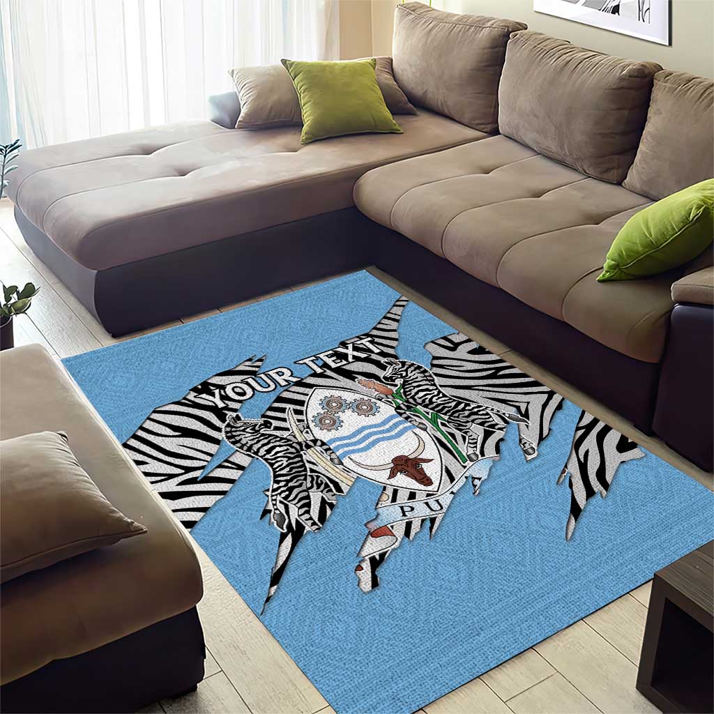 Personalized Botswana Area Rug Coat Of Arms With Map - African and Zebra Patterns