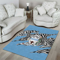 Personalized Botswana Area Rug Coat Of Arms With Map - African and Zebra Patterns