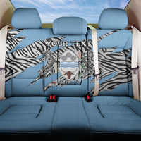 Personalized Botswana Back Car Seat Cover Coat Of Arms With Map - African and Zebra Patterns