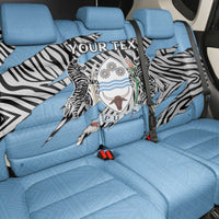 Personalized Botswana Back Car Seat Cover Coat Of Arms With Map - African and Zebra Patterns