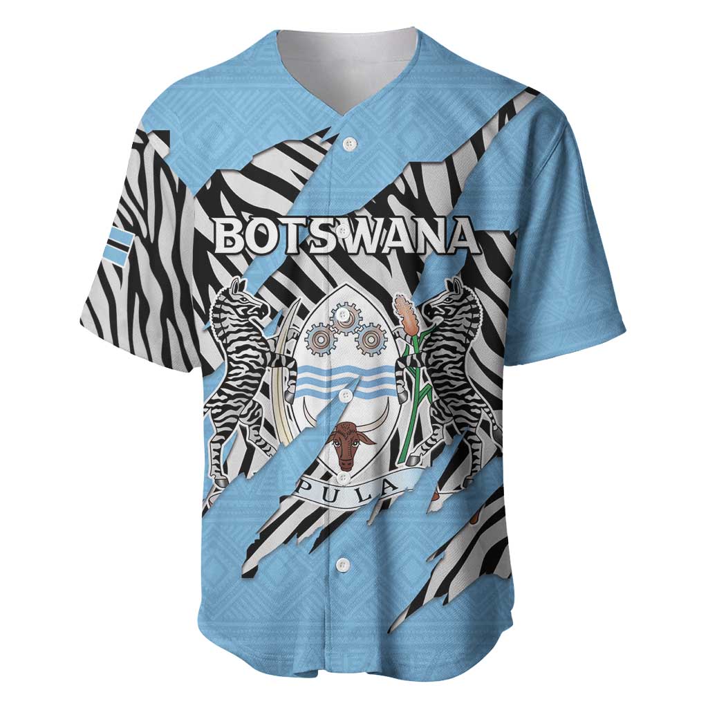 Personalized Botswana Baseball Jersey Coat Of Arms With Map - African and Zebra Patterns