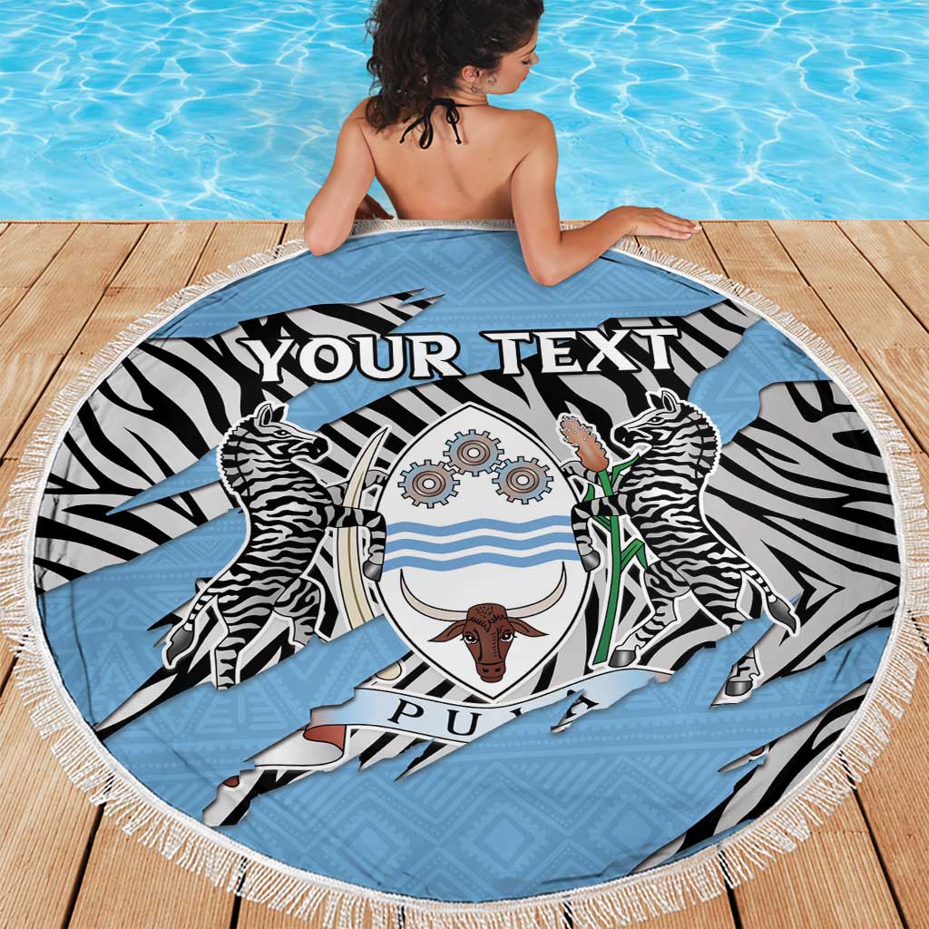 Personalized Botswana Beach Blanket Coat Of Arms With Map - African and Zebra Patterns