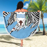 Personalized Botswana Beach Blanket Coat Of Arms With Map - African and Zebra Patterns
