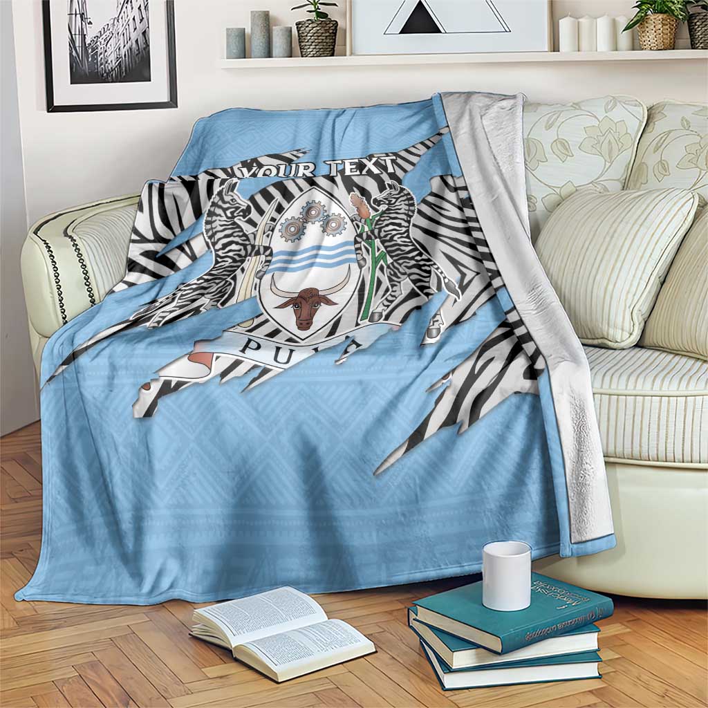 Personalized Botswana Blanket Coat Of Arms With Map - African and Zebra Patterns
