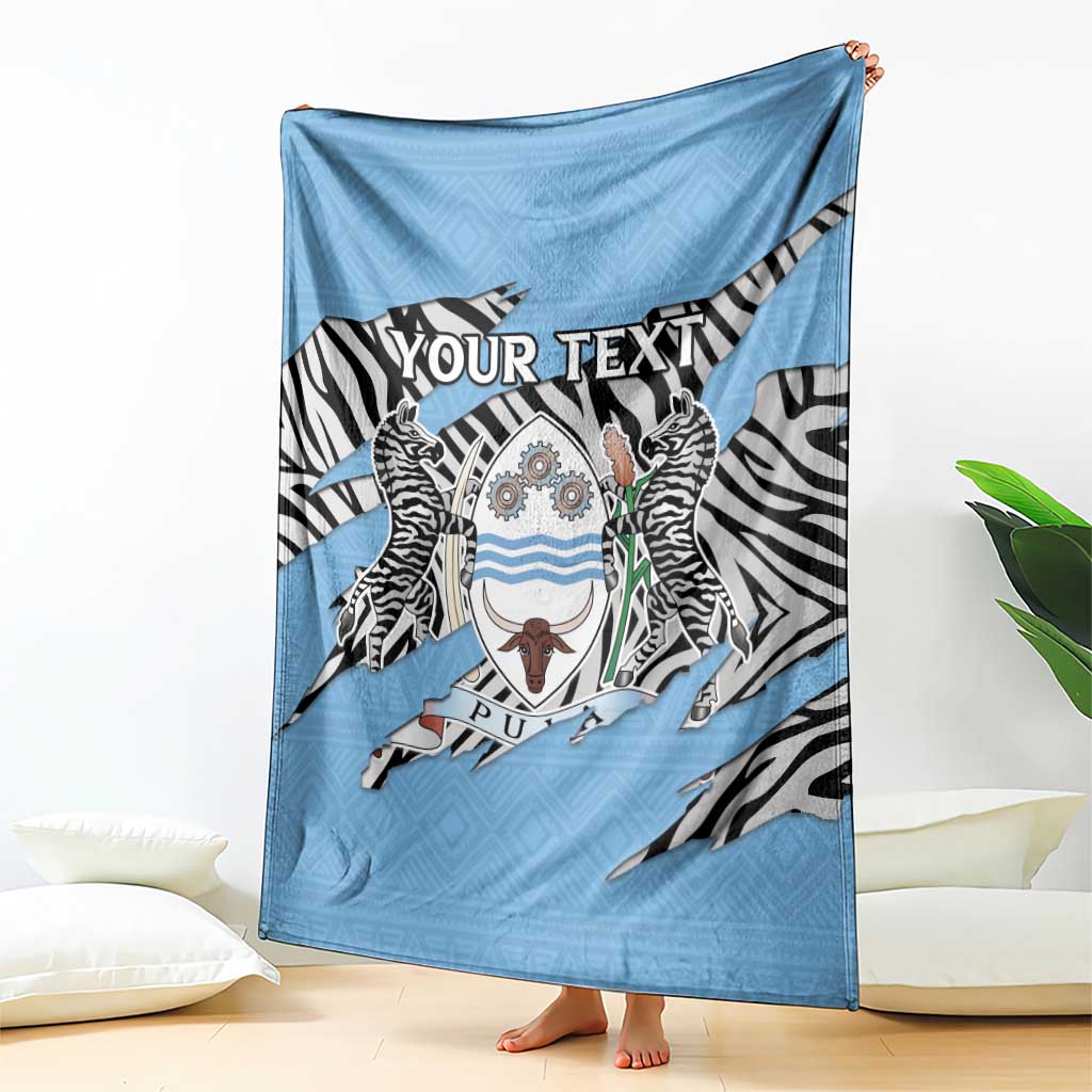 Personalized Botswana Blanket Coat Of Arms With Map - African and Zebra Patterns
