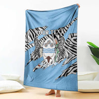 Personalized Botswana Blanket Coat Of Arms With Map - African and Zebra Patterns