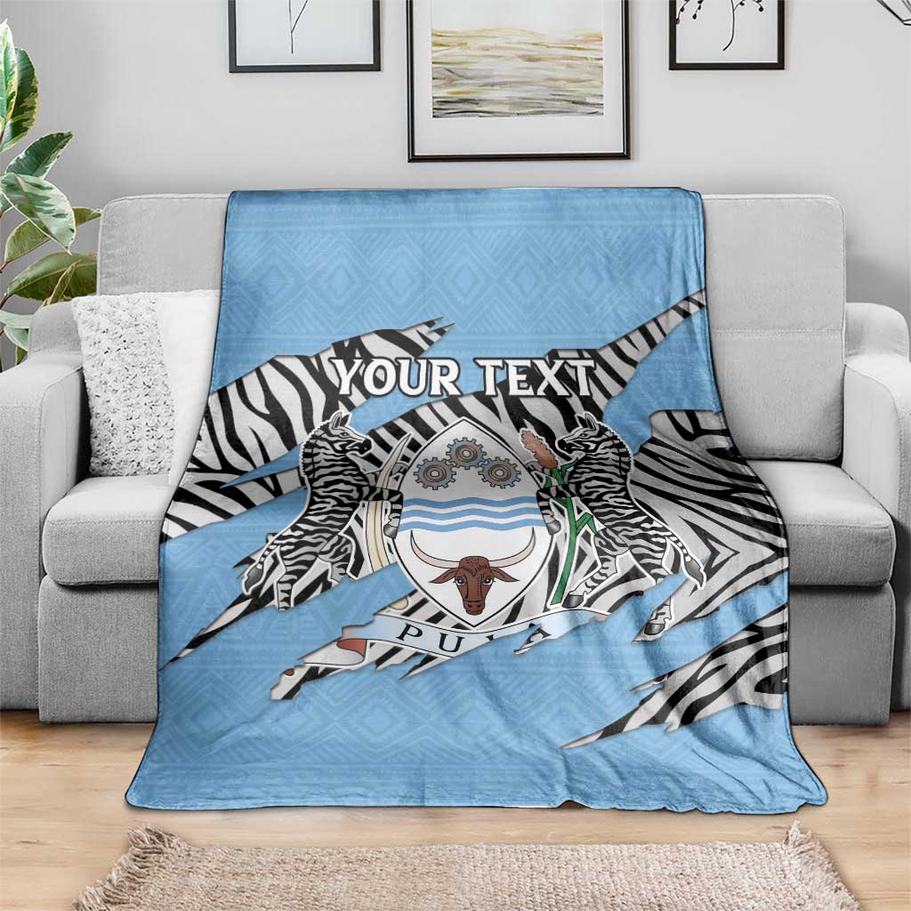 Personalized Botswana Blanket Coat Of Arms With Map - African and Zebra Patterns