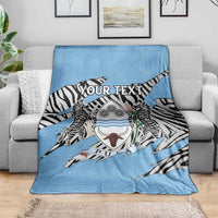 Personalized Botswana Blanket Coat Of Arms With Map - African and Zebra Patterns