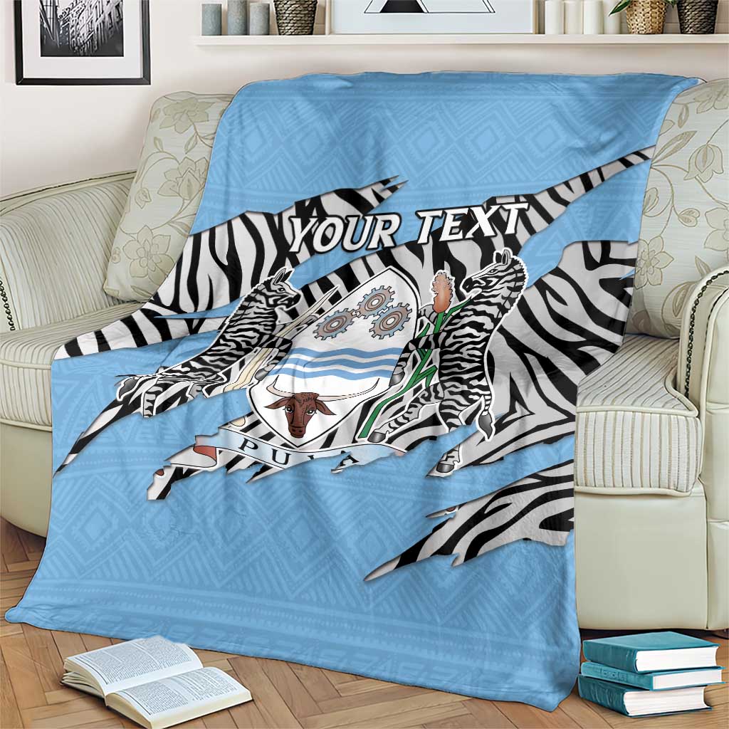 Personalized Botswana Blanket Coat Of Arms With Map - African and Zebra Patterns