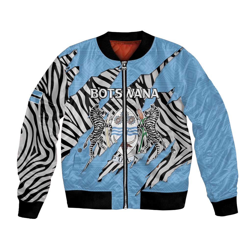 Personalized Botswana Bomber Jacket Coat Of Arms With Map - African and Zebra Patterns
