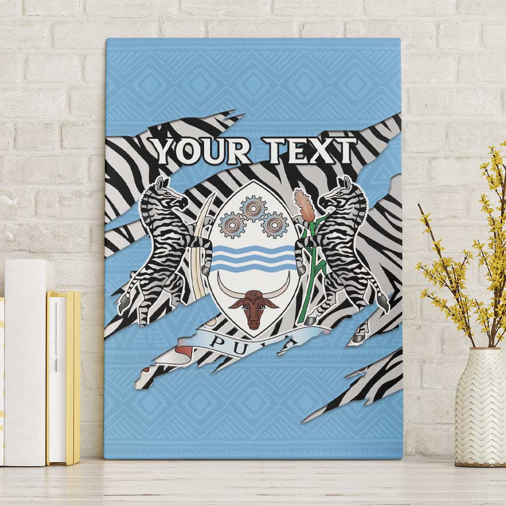 Personalized Botswana Canvas Wall Art Coat Of Arms With Map - African and Zebra Patterns